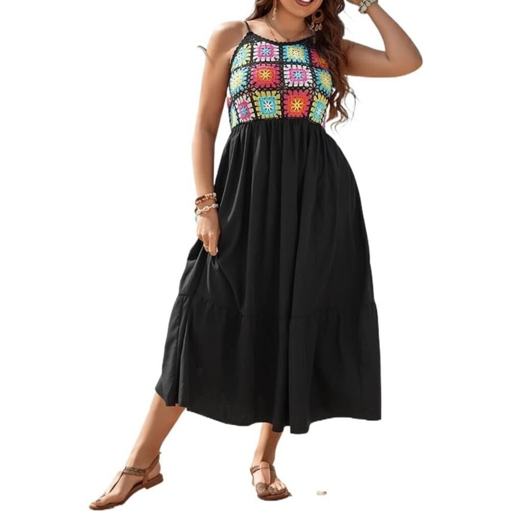 SHEIN maxi crochet top adjustable strap dress 0X